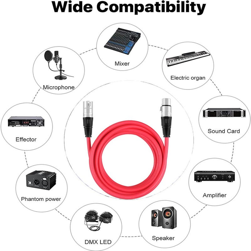 DREMAKE 100 Ft Patch Snake Cord XLR Male to XLR Female Speaker Cable Balanced XLR Microphone Cables for Recording, Stage, DJ, Pro, Studio Cable - Red - Image 5